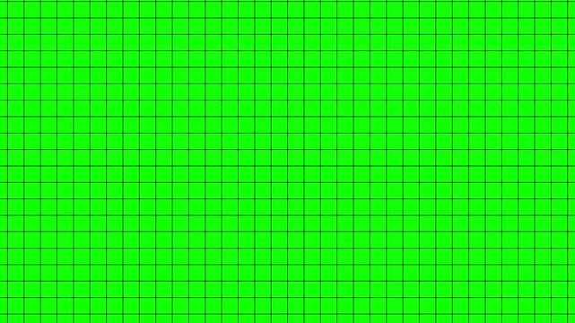 Green screen moving upward grid animation, seamless loop background, chroma key transition effect for video editing and VFX, futuristic digital screen pattern motion