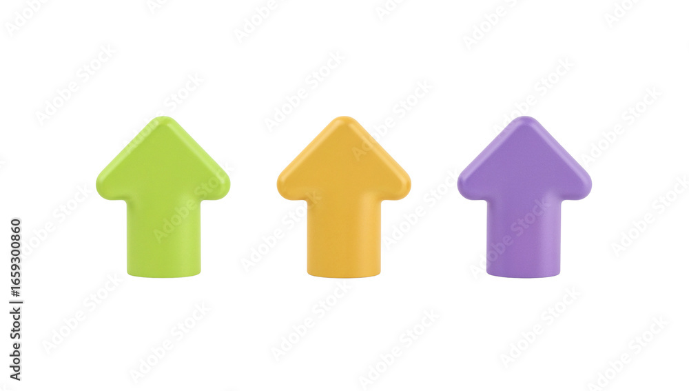 Poster isolated upward pointing arrow icons set against transparent canvas representing direction