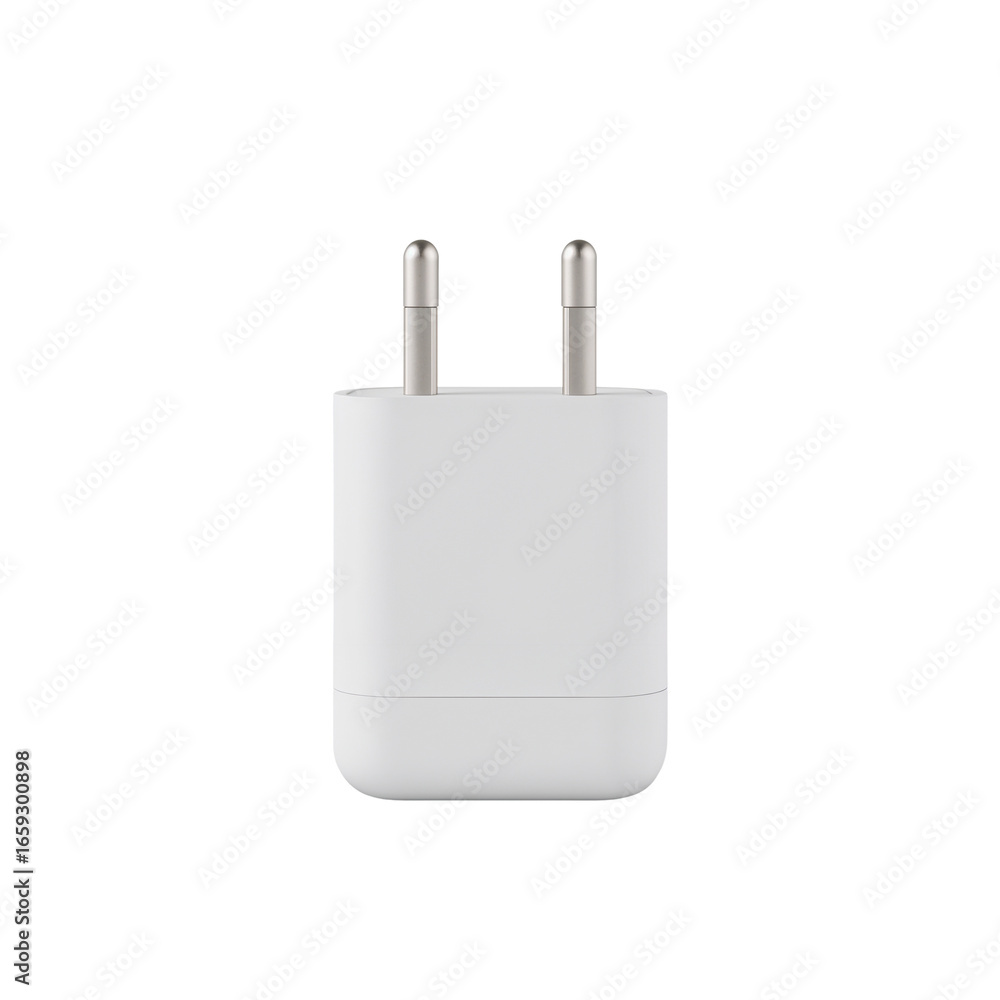 Poster isolated white power adapter presenting minimalistic design on transparent background for digital