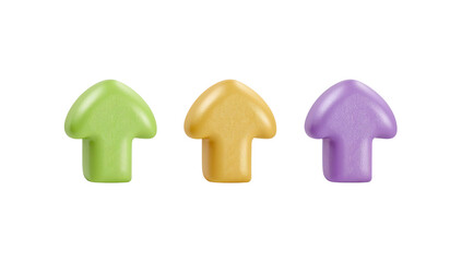 Pastel-colored upward pointing arrow icons displayed in neat alignment on a transparent setting