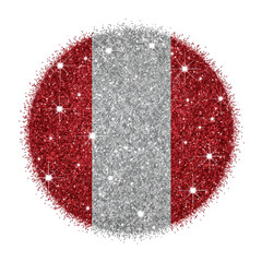 Glittering spherical representation of the Peruvian flag with sparkling texture against transparency