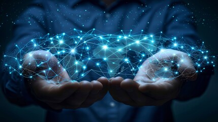 Symbolizing technology and communication  holding a global network connection in your hands