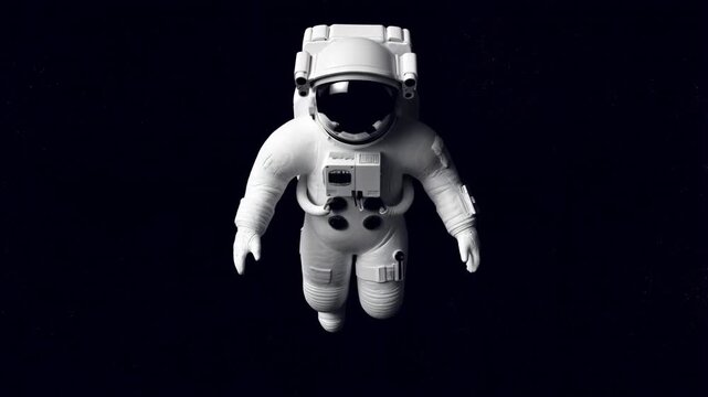 White astronaut floating in the dark space