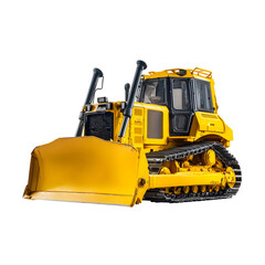 Yellow bulldozer isolated on black