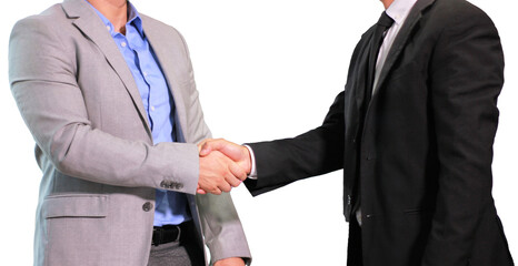 Businessmen making handshake hand on transparent background