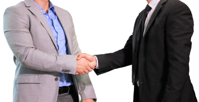 Businessmen making handshake hand on transparent background