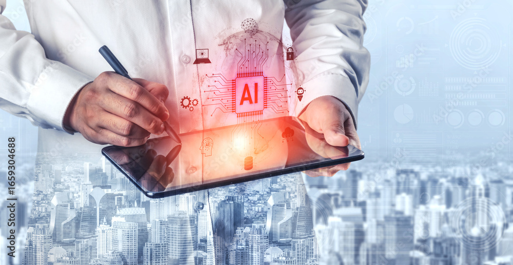 Poster global ai artificial intelligence transforms ai technology worldwide. global artificial intelligence