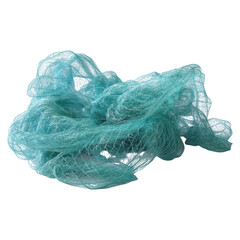 Fototapeta premium Delicate Aquatic Blue Mesh Fabric Layering on a Clean White Background in Artistic Arrangement