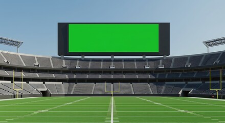 Fototapeta premium Empty Football Stadium with Green Screen Billboard - Perfect for Sports and Advertising