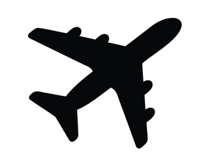 Obraz premium Black silhouette of an airplane with distinctive wingtip devices on a white background