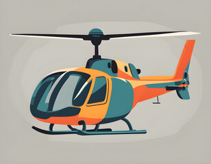 Fototapeta premium illustration of flat helicopter in simple colored vector drawing isolated background