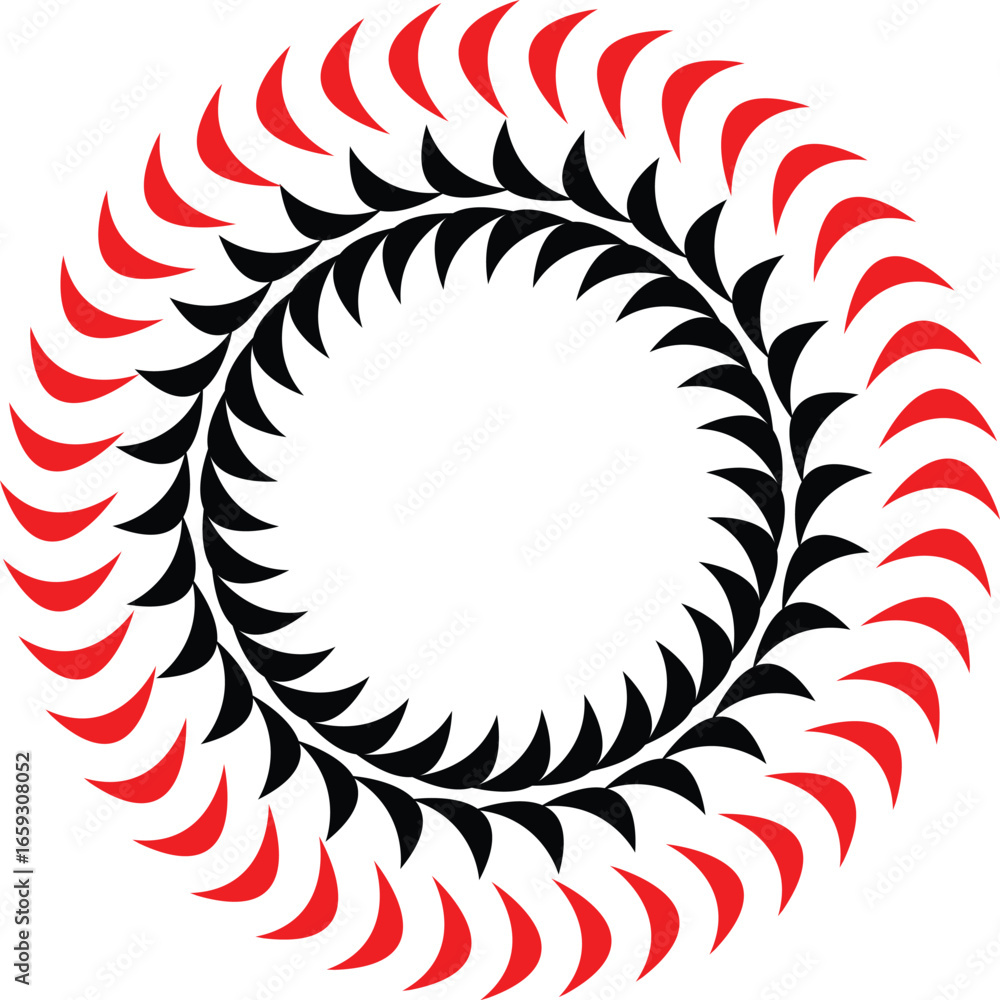 Poster vector art of abstract circular pattern with red and black elements
