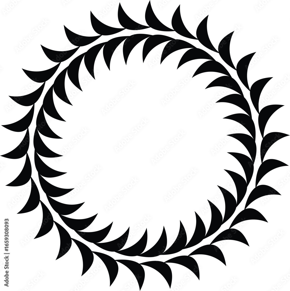 Poster vector art of black circular border with leaf pattern