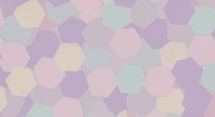 Soft-focus background of pastel-colored, overlapping, hexagonal shapes