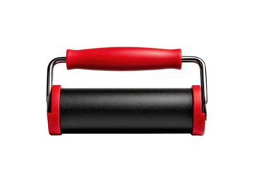 Black rolling pin with red handles