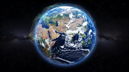 Global Connectivity Network Earth View - Powered by Adobe
