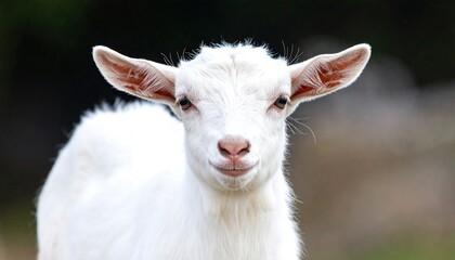 Obraz premium Cute white baby goat close-up
