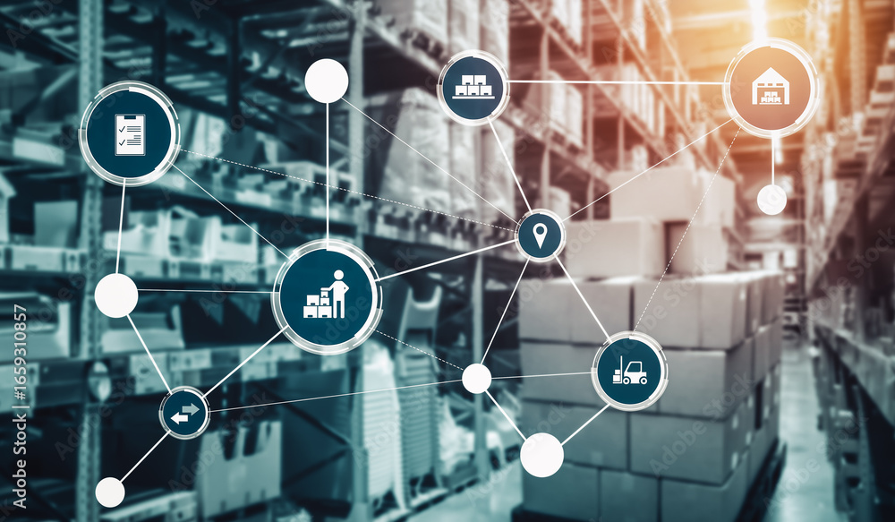 Poster smart warehouse management system with innovative internet of things technology to identify package 
