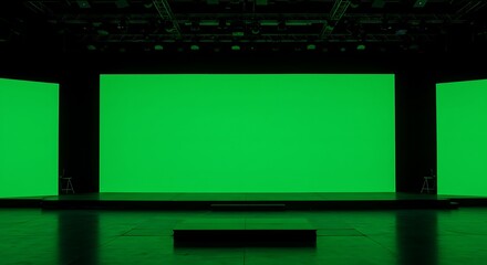Green Screen Stage Large, Professional Studio Backdrop for Film and Video Production