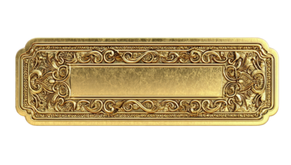 Ornate gold rectangular plaque with decorative border