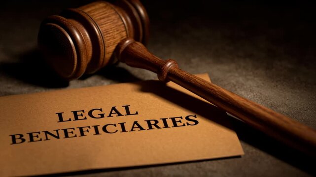 Legal Beneficiaries document beside a judge&rsquo;s gavel, symbolizing inheritance, estate planning, probate law, and legal rights. Ideal for legal or financial themes.