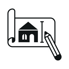 Architecture sketch icon in monochrome glyph for professional drafting, structure, and design content.