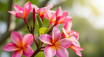 Pink And Yellow Frangipani Flowers