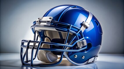 Naklejka premium Shiny Blue American Football Helmet Close Up