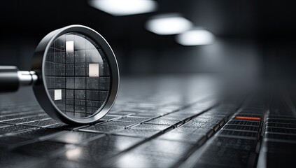 Magnifying glass over a circuit board