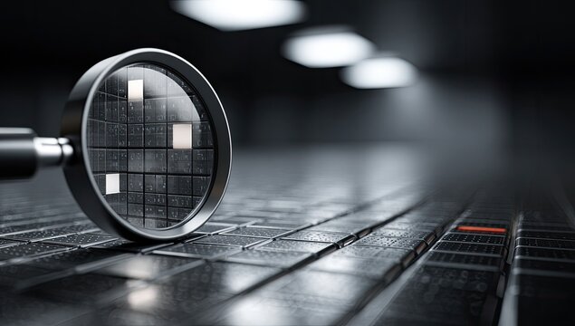 Magnifying glass over a circuit board