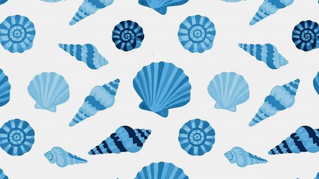 Seamless Pattern of Blue Seashells