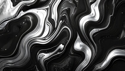 Abstract swirling black and white marble pattern