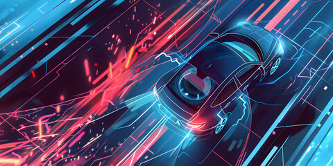 "Futuristic Cyberpunk Car Driving Through Neon City Streets"

"High-Tech Electric Sports Car in Digital Cyber Grid"