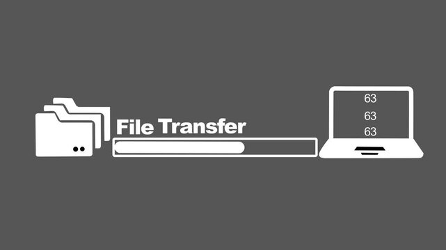 File Transformation Concept Digital Format Conversion and Data Processing Animation File moving from folder to laptop footage, moving files from folder to computer stock .4k video motion graphic.