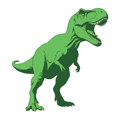 Obraz premium Illustration of a Green Tyrannosaurus Rex with Open Mouth on a White Background