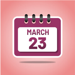 March 23 Modern Calendar Graphic
