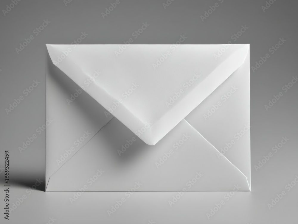 Poster plain white envelope on gray background for minimalist and creative projects
