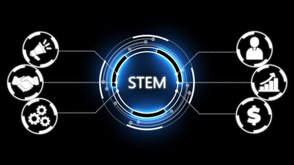 Business STEM concept. Science Technology Engineering Math education web icon.  Abstract technology virtual screen background.  - Powered by Adobe