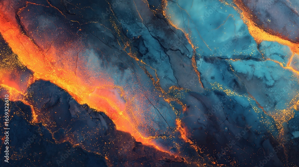 Aufkleber vibrant marble texture with neon-orange background abstract texture featuring vibrant colors and dyn