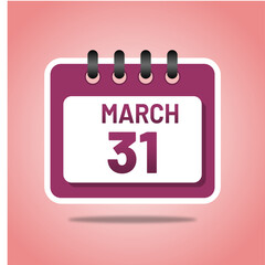 March 31 Minimalist Calendar Page Design