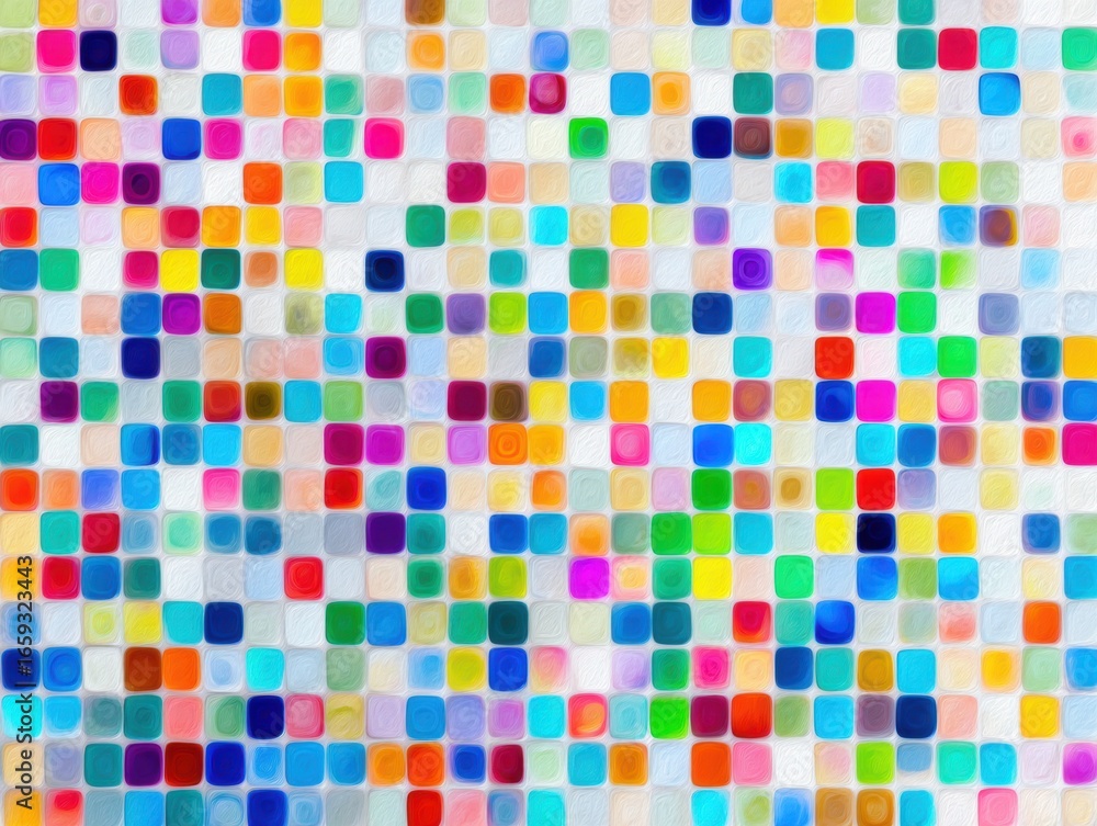Aufkleber colorful mosaic of small squares creating vibrant abstract pattern for art and design projects