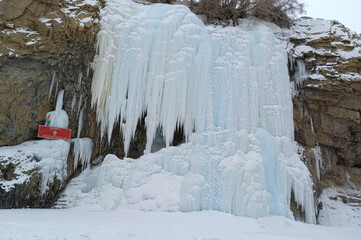 The Grand Icefall of Ladakh near Nyrek Village on Chadar Trek