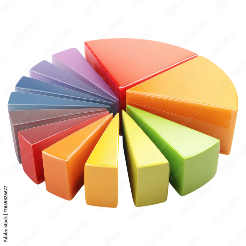 Poster colorful abstract pie chart with segments representing data distribution and analysis ideas
