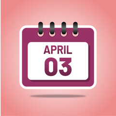 April 3 Modern Calendar Graphic