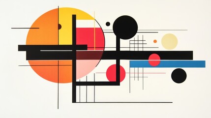 Bauhaus style poster with vibrant colors perfect geometry and white background