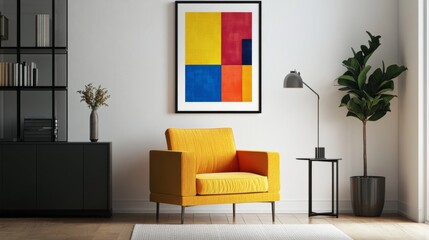 Bauhaus style poster with vibrant colors perfect geometry and white background