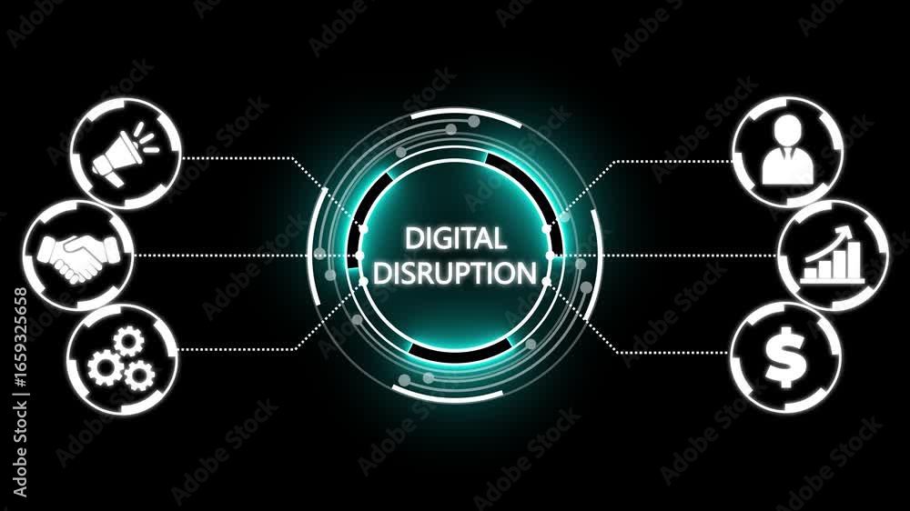 Poster digital disruption transformation innovation technology business internet concept. new business conc