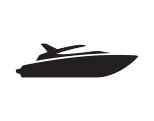 Obraz premium Speedboat line and glyph symbol, motor vessel and shoreline, motorboat vector illustration, vector imagery, adjustable stroke outline emblem 