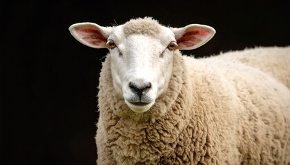 Fototapeta premium Sheep portrait against dark background
