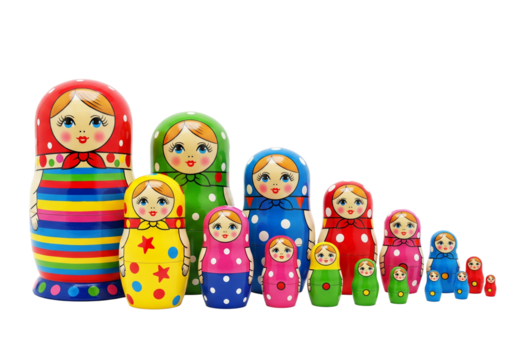 Colorful matryoshka doll isolated on transparent background